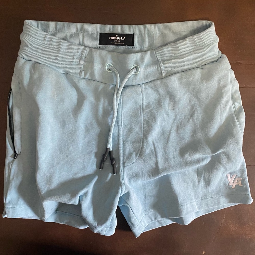 YOUNGLA - 126 INTERLOCK SHORTS - Sky Blue